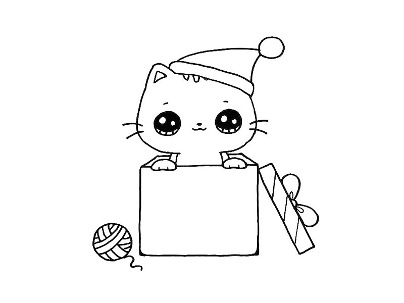 步骤9：在盒子左边画一个毛线球作装饰。