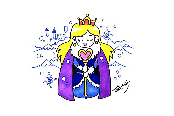 冰雪王国公主简笔画画法步骤