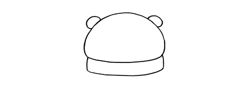 步骤3：给北极熊画两只耳朵。