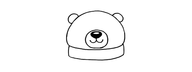 步骤4：画北极熊的鼻子和嘴巴。