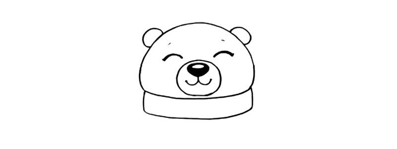 步骤5：给北极熊画上开心的眼睛和眉毛。