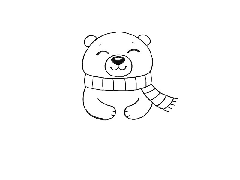 步骤7：画北极熊的双手。