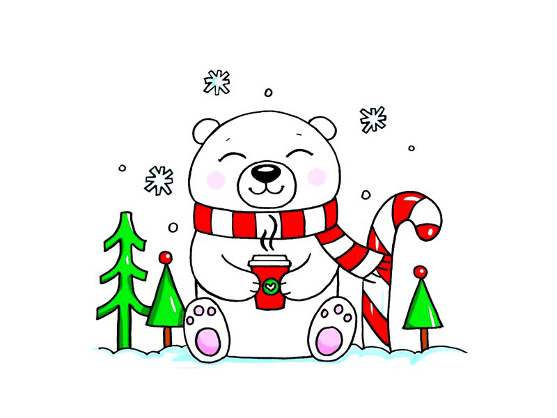 可爱的北极熊简笔画画法步骤