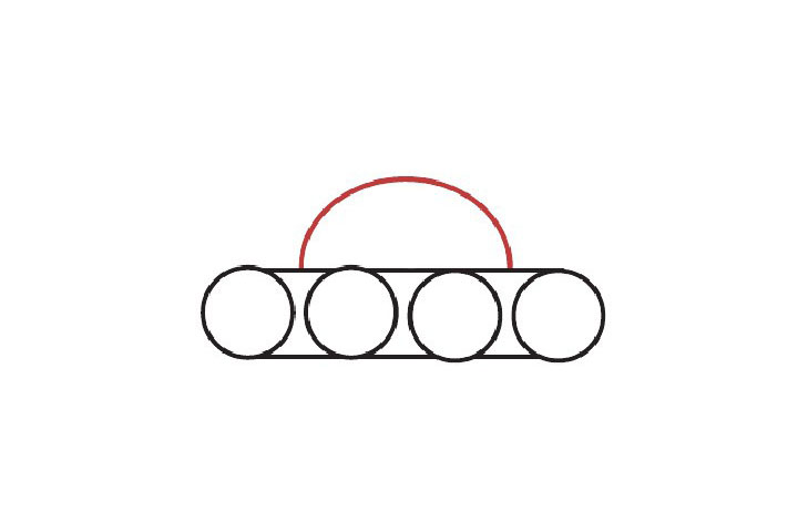 步骤3：画一个半圆，作为坦克的驾驶舱。