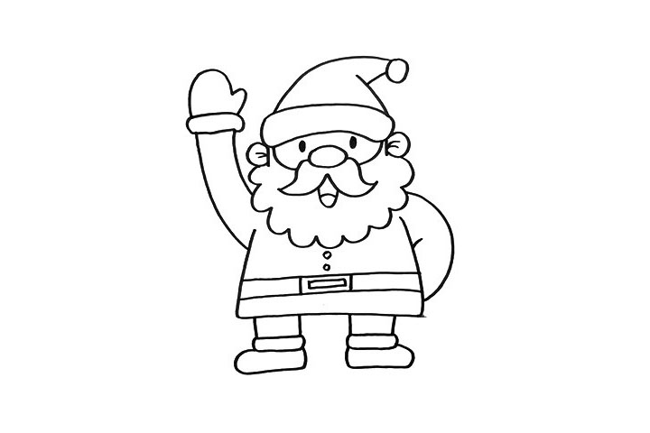 步骤3：我把圣诞老人的腿画的很短，是不是很萌很可爱呢。