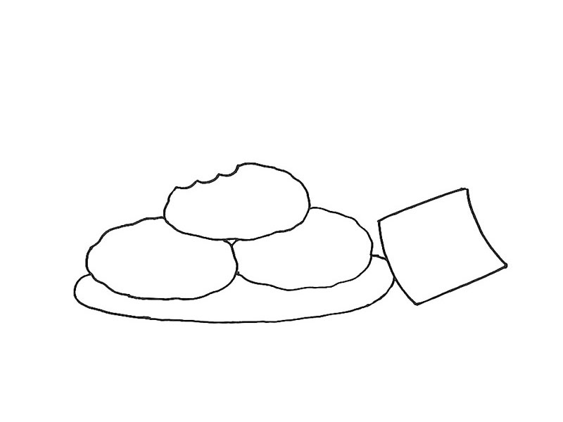 步骤4：旁边画一张卡片，将盘子的轮廓补齐。