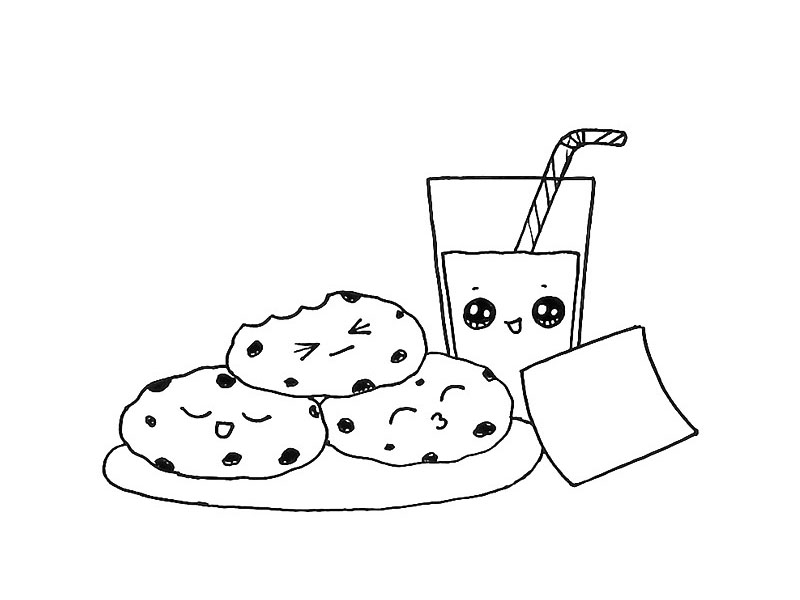 步骤8：给牛奶也画上可爱的表情。