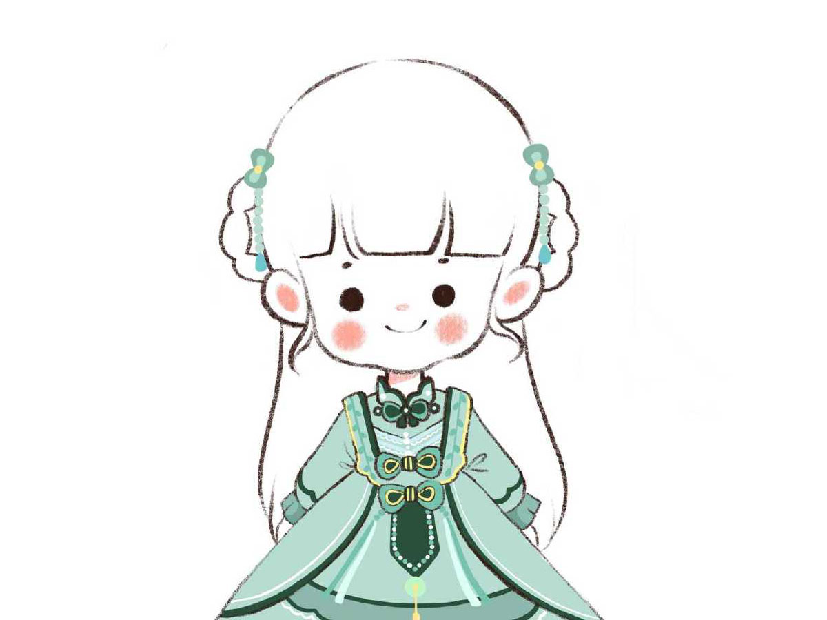 一组可爱的小女孩简笔画图片-图3