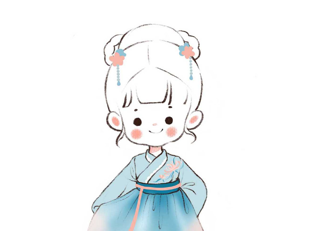 一组可爱的小女孩简笔画图片-图4