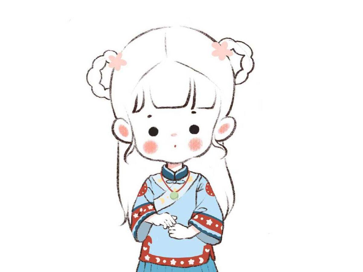 一组可爱的小女孩简笔画图片-图8