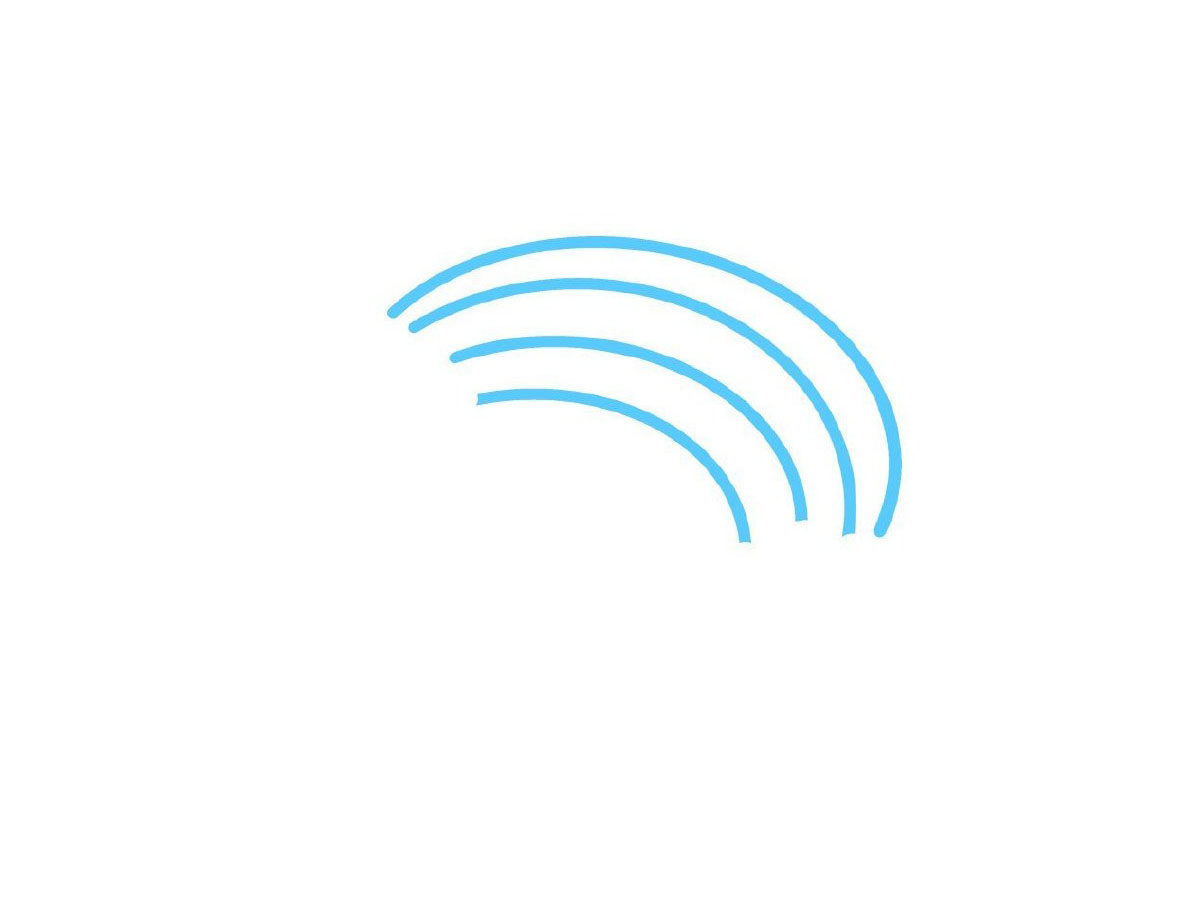 步骤1：画四条弧线作为彩虹的主体。