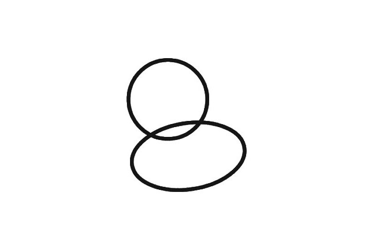 步骤1：先画出两个重叠的圆形，作为小黄鸭的头部和身体的引导线。