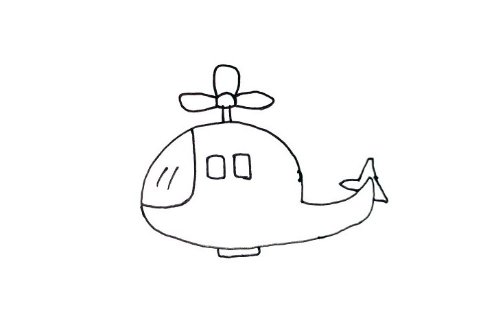 步骤5：接着画出直升机的尾翼。