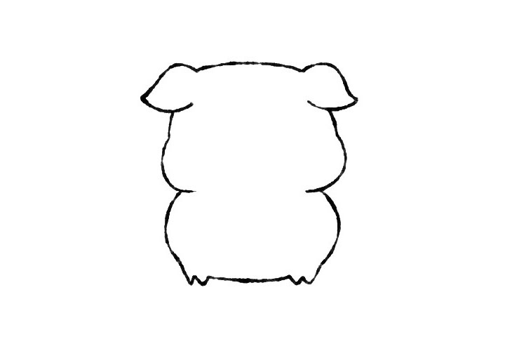 步骤3：然后画身体和双脚的轮廓。