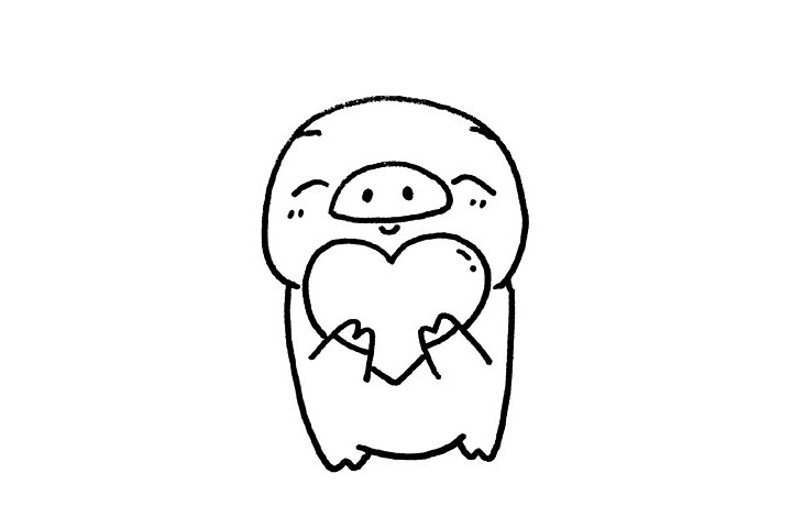 步骤4：画小猪圆圆的脑袋。