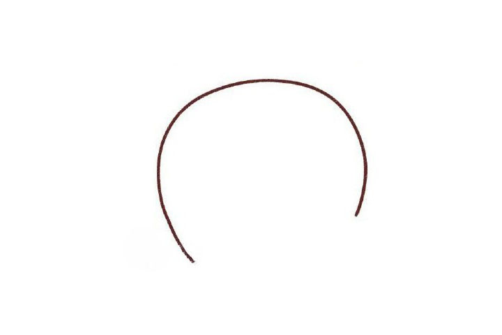 步骤1：先随便画一个扁一点的圆，下面留空。