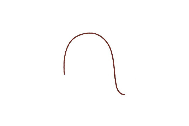 步骤1：先画一条大拇指形状的曲线。
