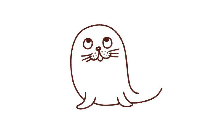 步骤6：连接前肢之间的线条，甩出线条画后面的身体。