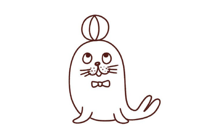 步骤8：最后装饰一下，画个小皮球，还有眼睫毛和蝴蝶结。