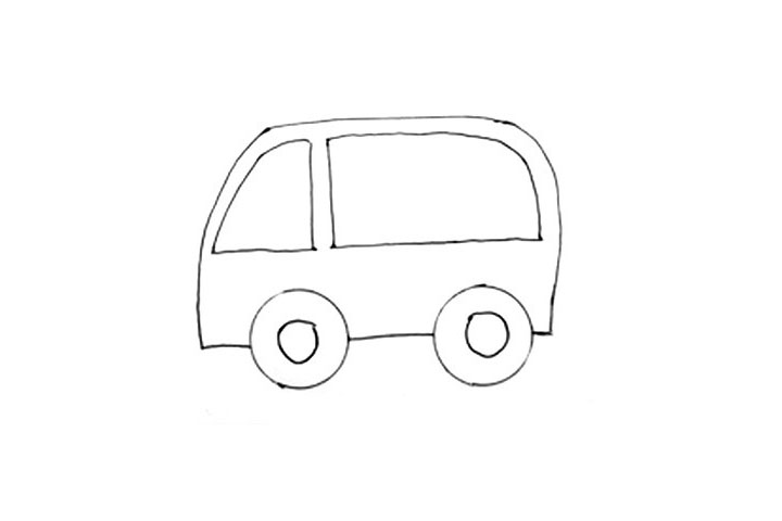 步骤3：接下来画前后车窗。这个时候我们救护车的整体形状已经出来啦。