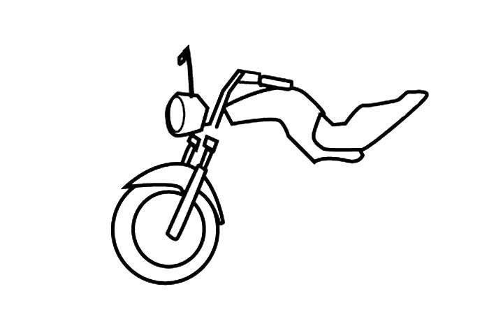 步骤5：前减震位置画上摩托车的前轮。