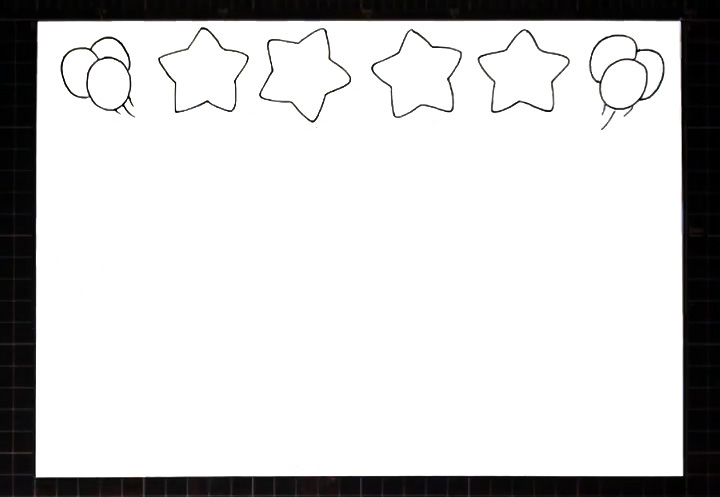 步骤2：标题边框左右两边画出气球作为装饰。