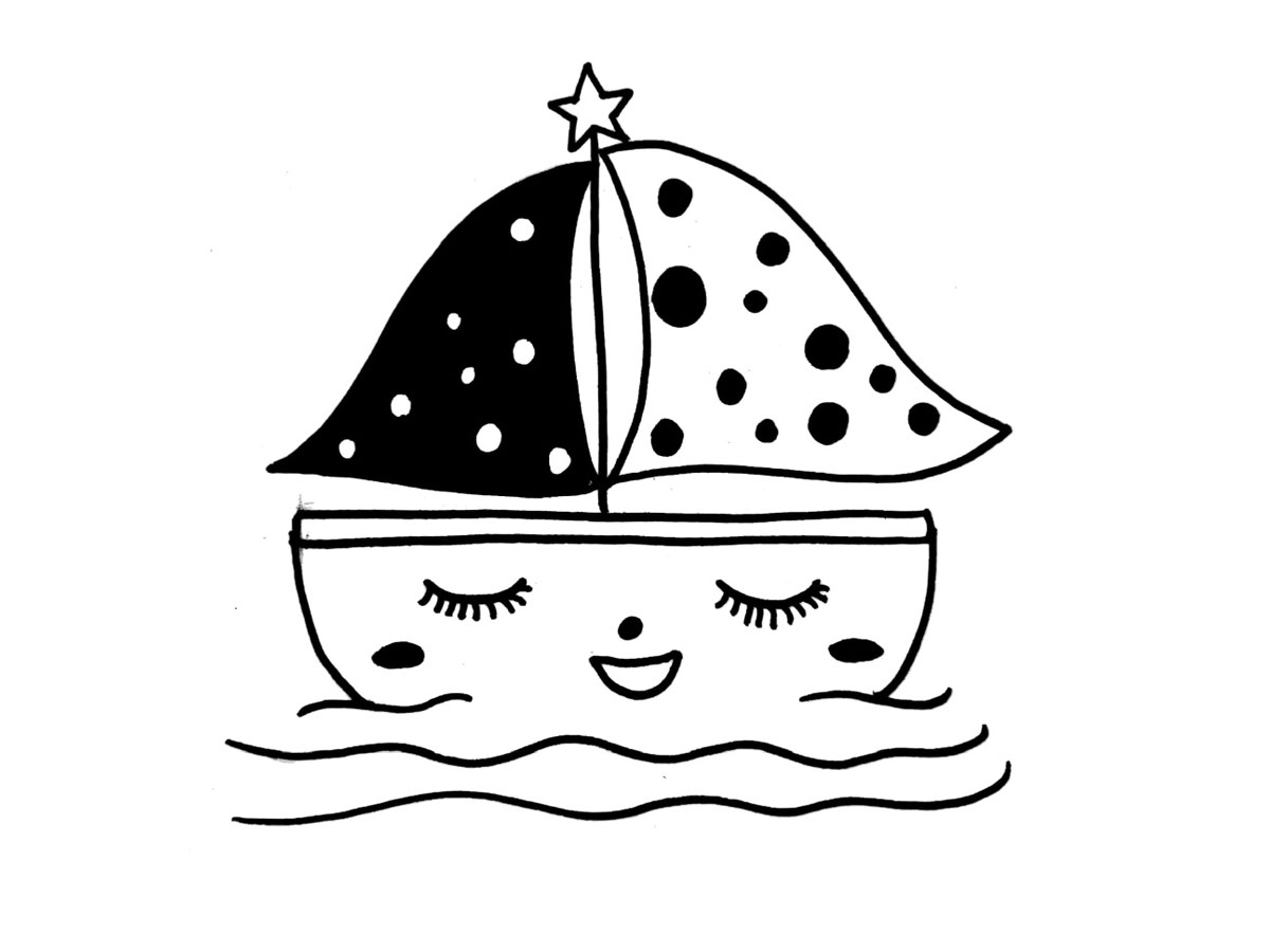 一组萌系小帆船简笔画图片-图1