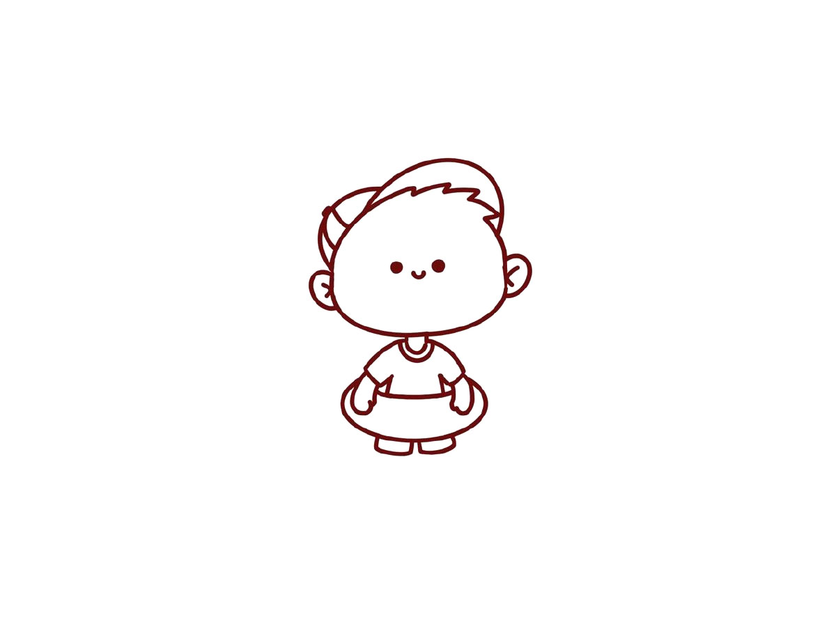 步骤6：给小男孩画一个游泳圈吧。