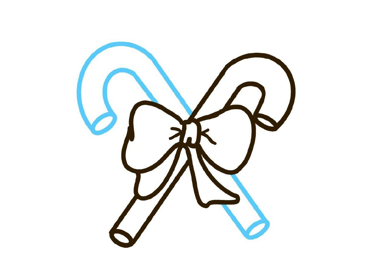 步骤3：画左边拐杖糖外轮廓。