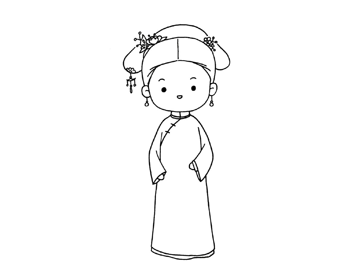 步骤5：完善小女孩的汉服。