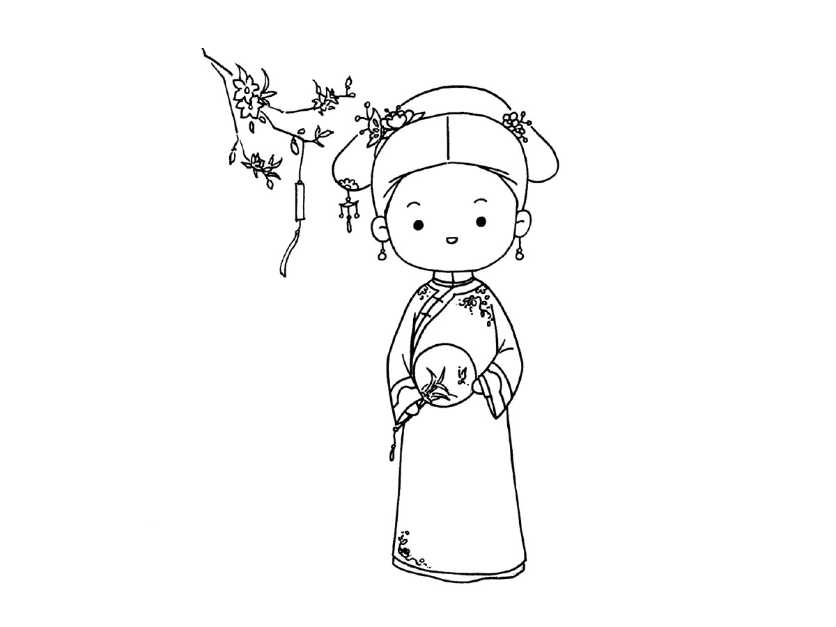 步骤8：后面画点花朵做装饰。