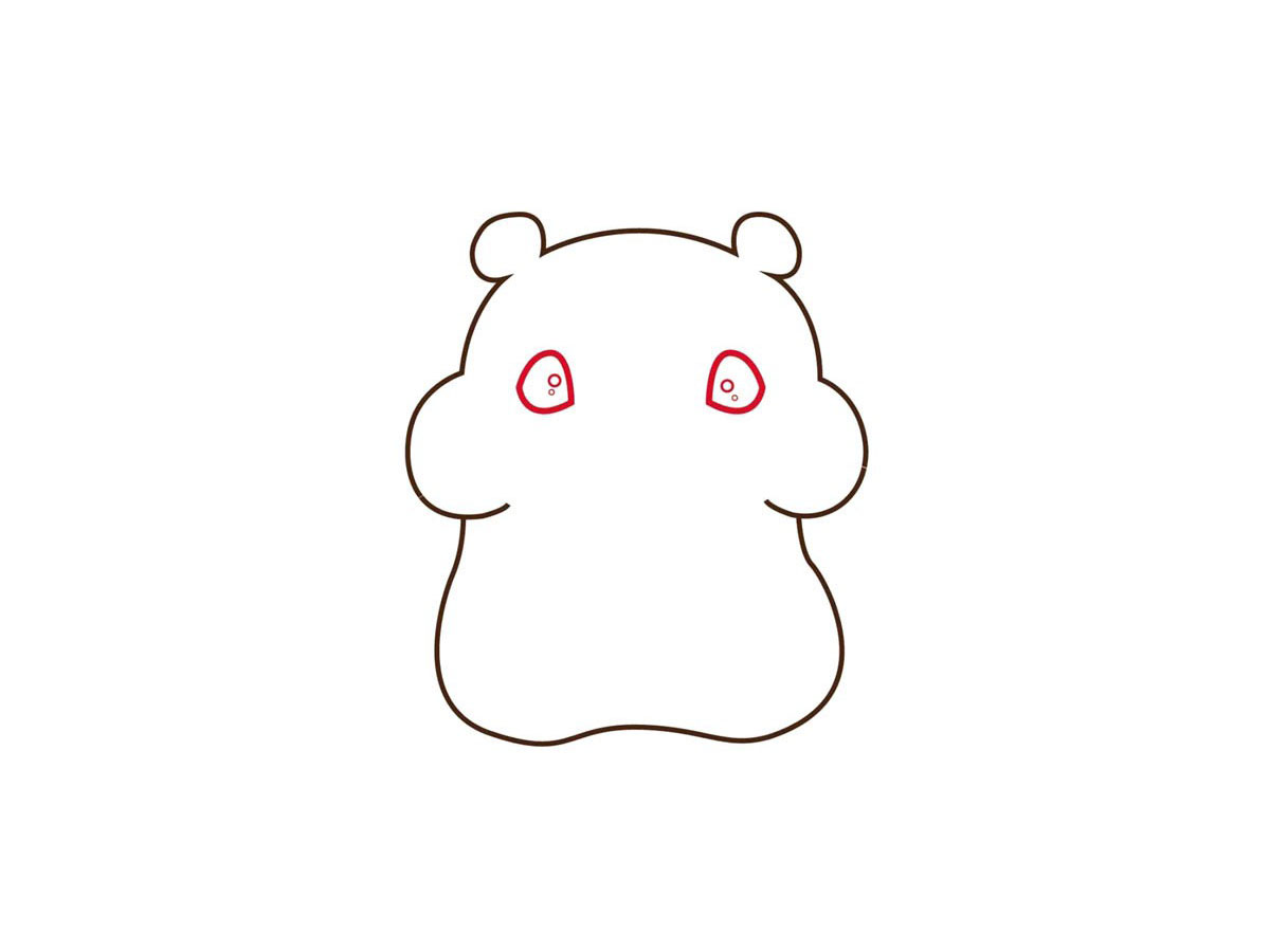 步骤4：画眼睛，注意 眼睛里面有两个小圆圈。