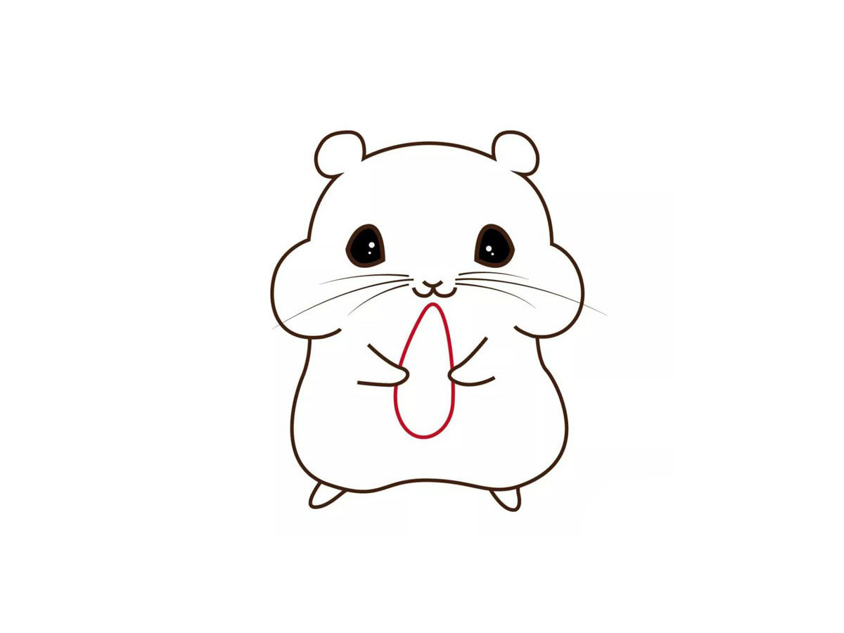 步骤7：画仓鼠最爱吃的瓜子。