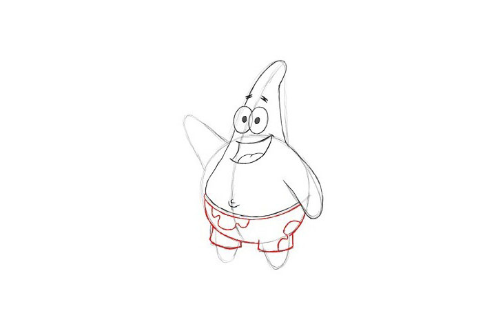 步骤6：画出它的裤子和裤脚。