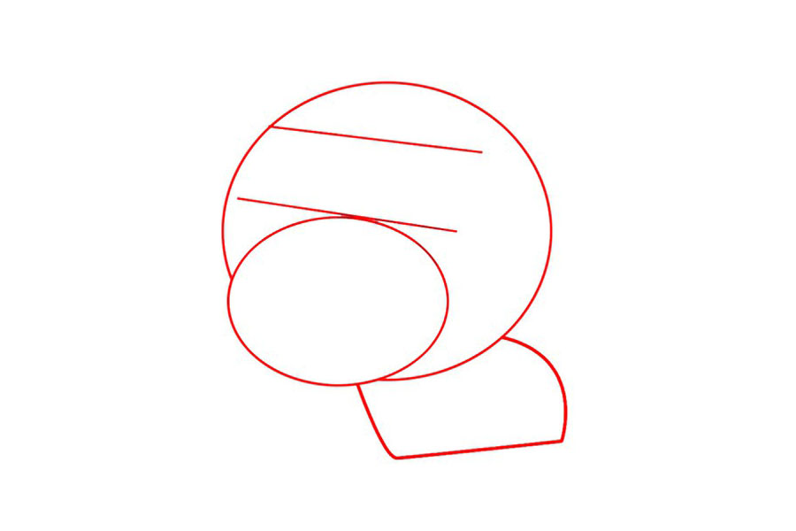 步骤1：先用铅笔画出小猪头部、五官和身体的引导线。