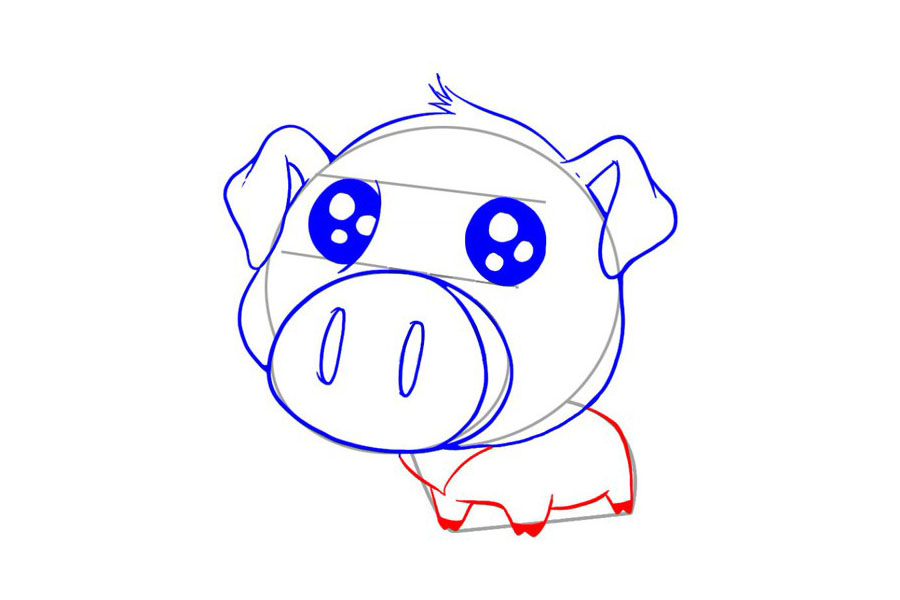 步骤5：最后画出他小小的身体轮廓。