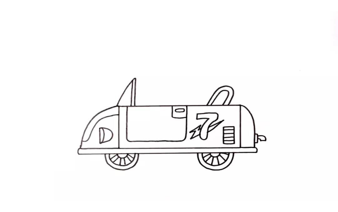 步骤3：接着画出车门和车子山疙瘩装饰。