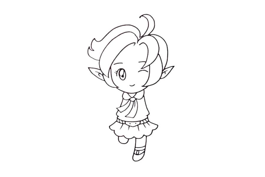 步骤4：下面我们画她的服饰。