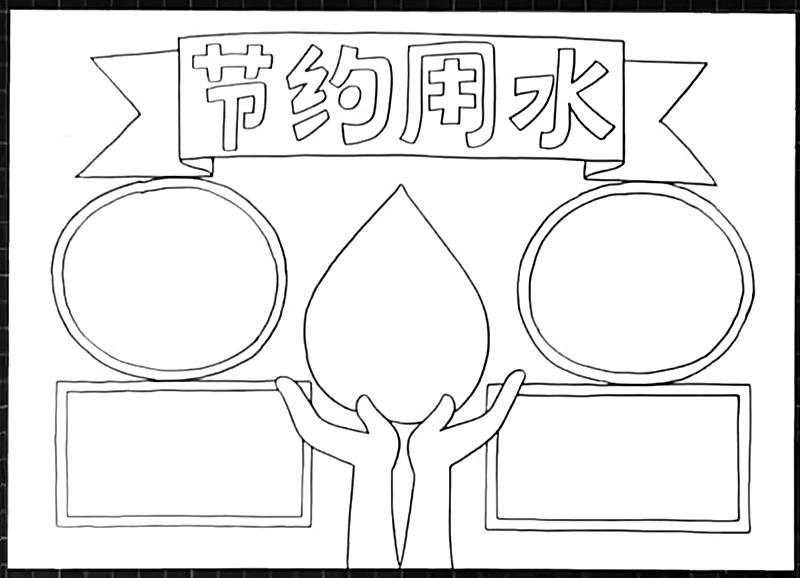 步骤4：在周围画上四个手抄报文字框。
