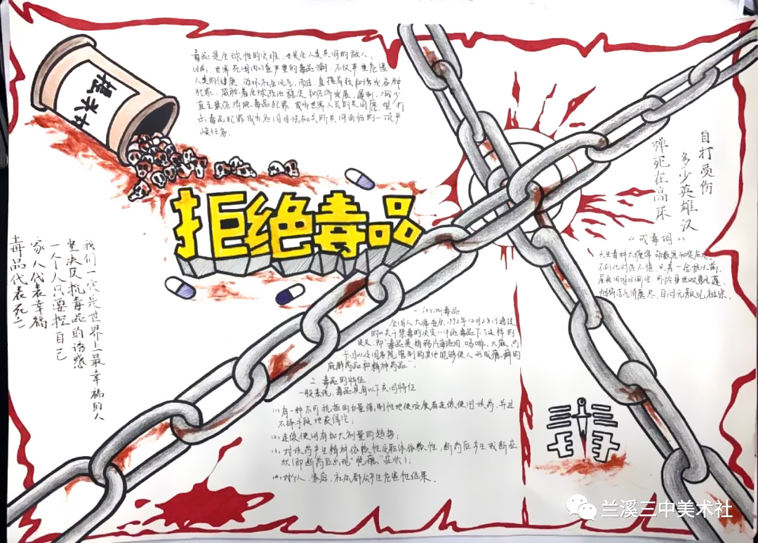 “祖国有我、禁毒有我”主题手抄报-图1