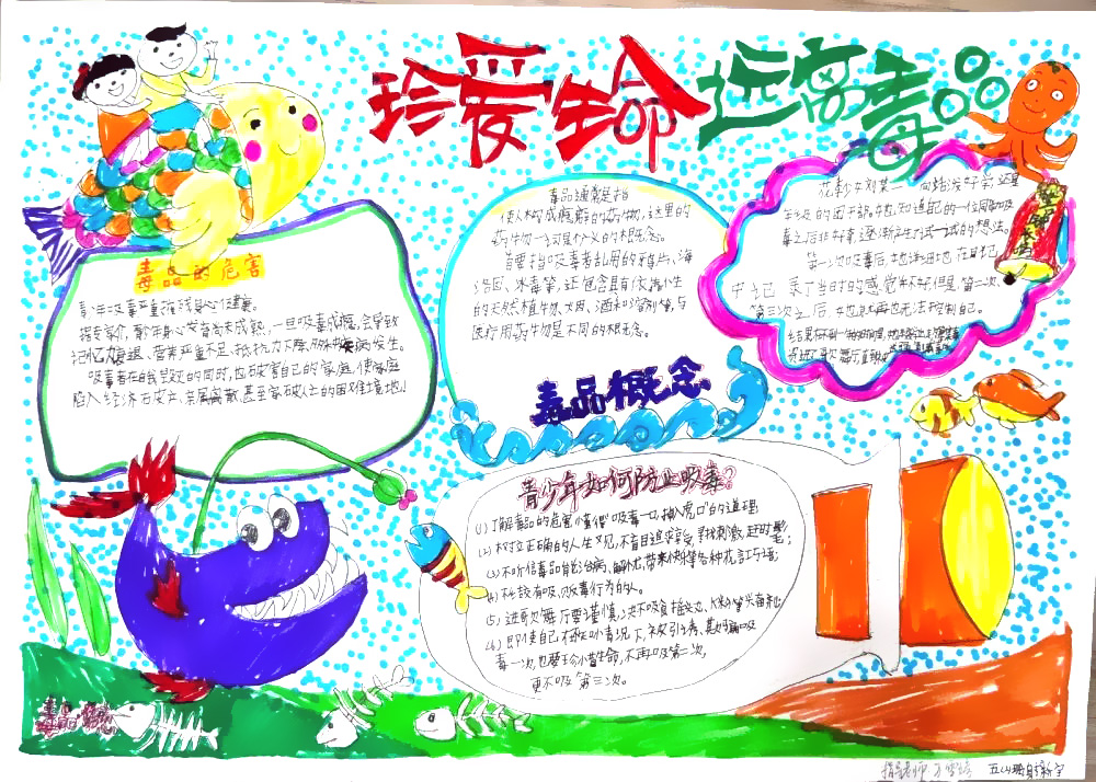 珍惜生命远离毒品手抄报怎么画-图3