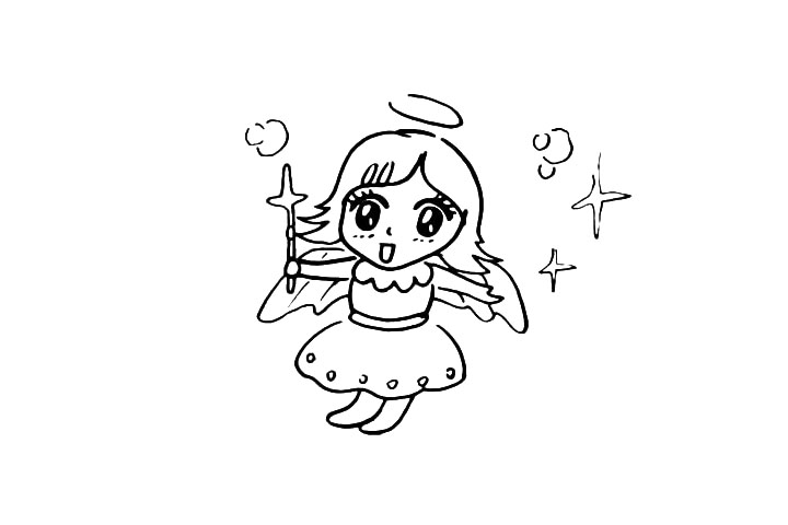 步骤12：在布置一下她的背景.还有她的衣服也装饰一下。