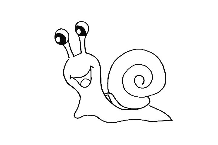 步骤5：接着在画出它螺旋状的驱壳.仔细观察画法。