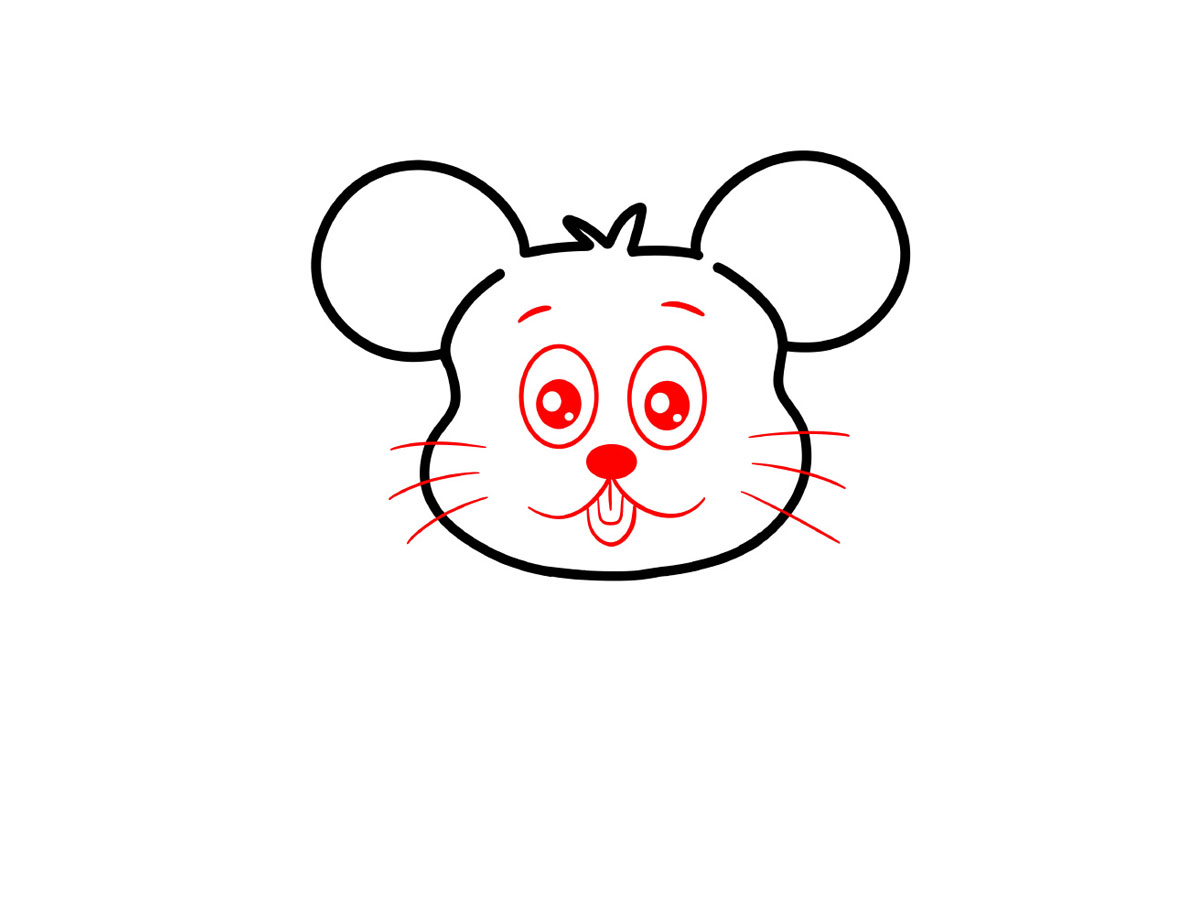 步骤4：画老鼠的五官。