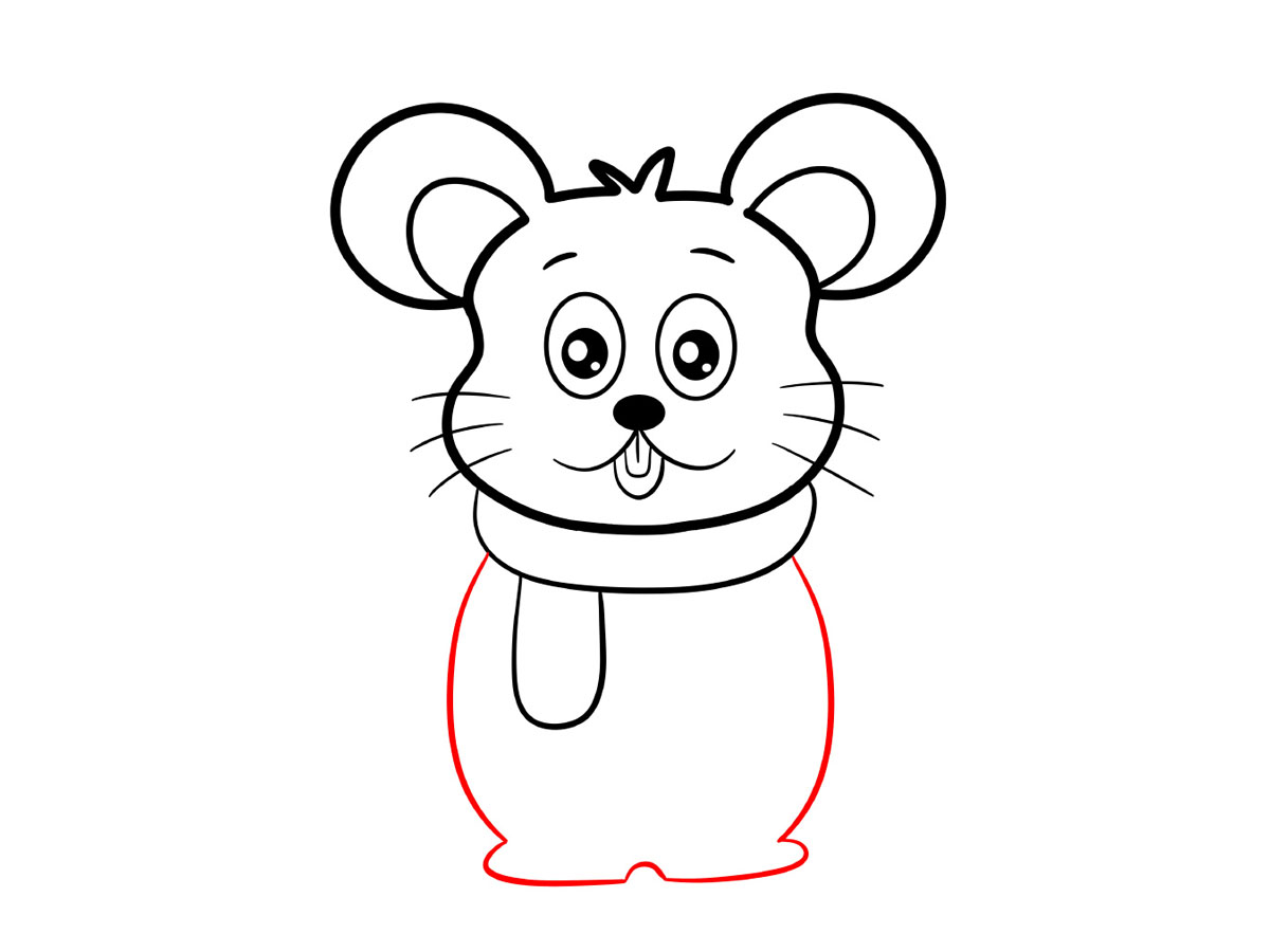 步骤6：接着画出身体的轮廓。