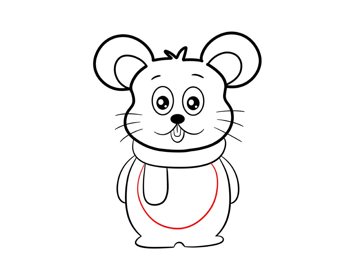 步骤8：画老鼠的肚子。