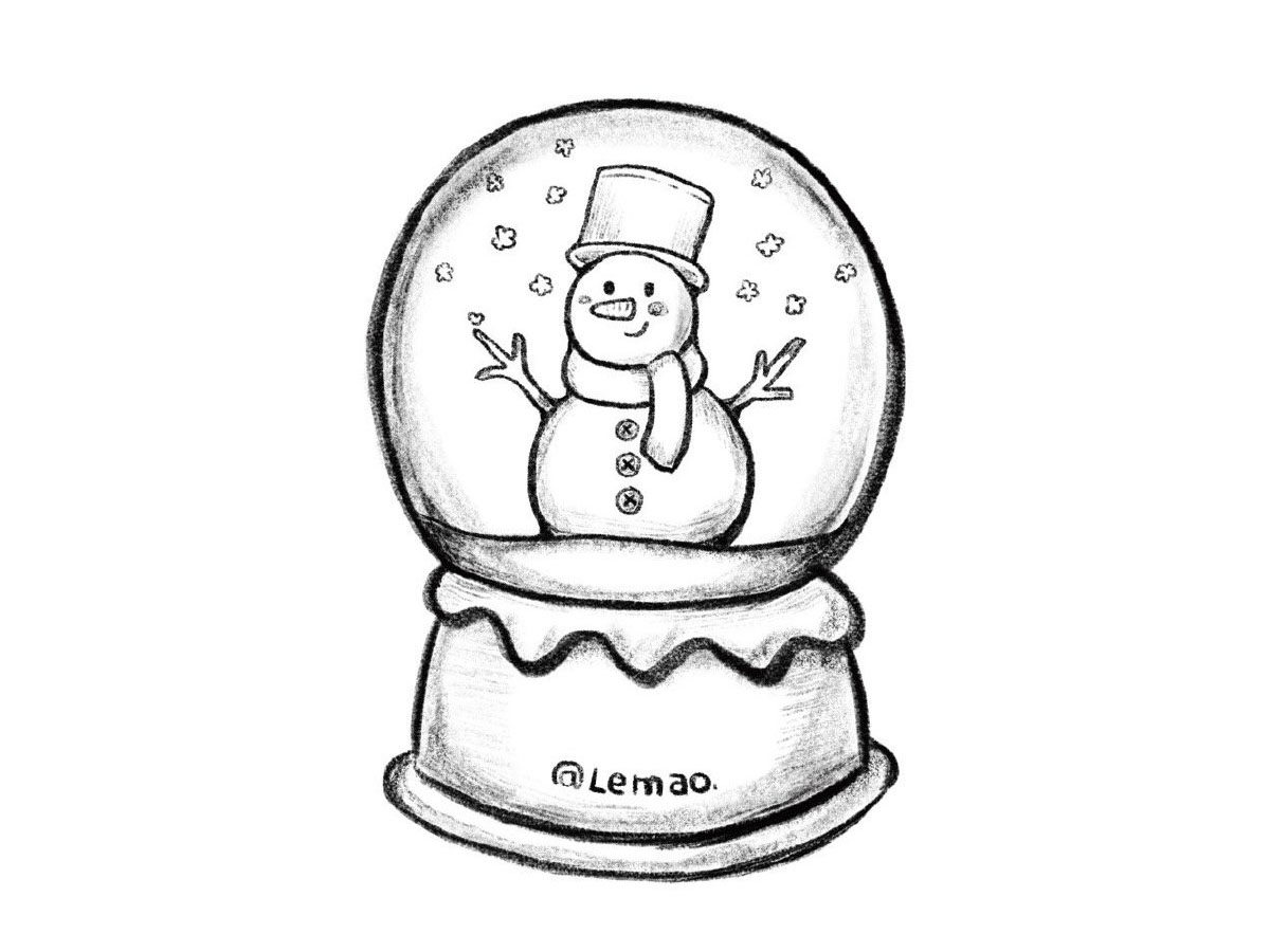 一组暖暖的圣诞水晶球简笔画图片-图1