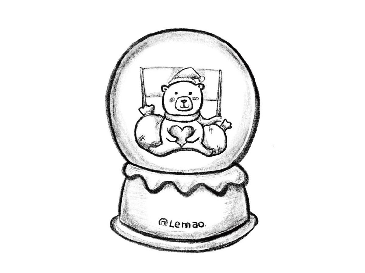 一组暖暖的圣诞水晶球简笔画图片-图3