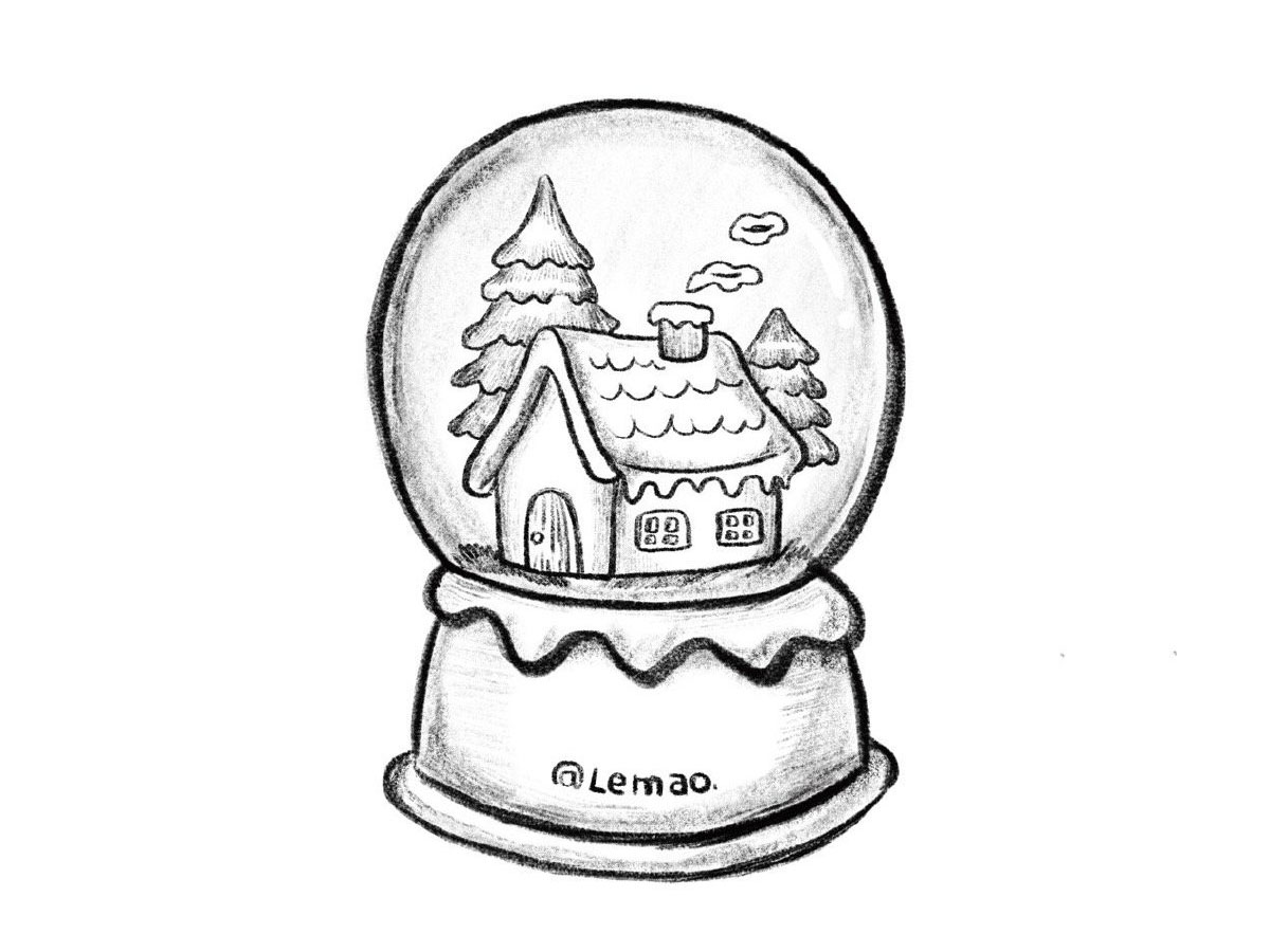 一组暖暖的圣诞水晶球简笔画图片-图4