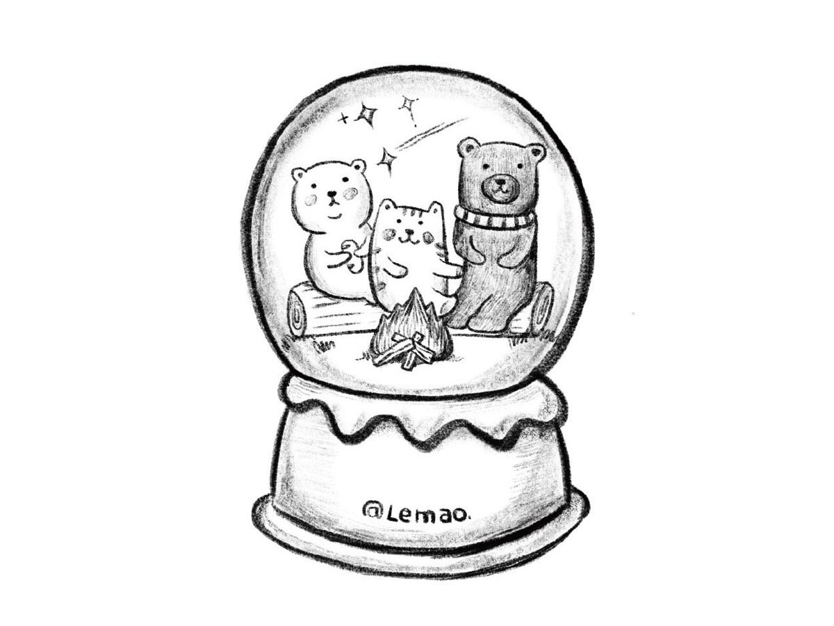 一组暖暖的圣诞水晶球简笔画图片-图6